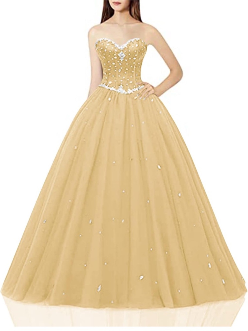 Strapless Ball Gown Evening Dress in Champagne